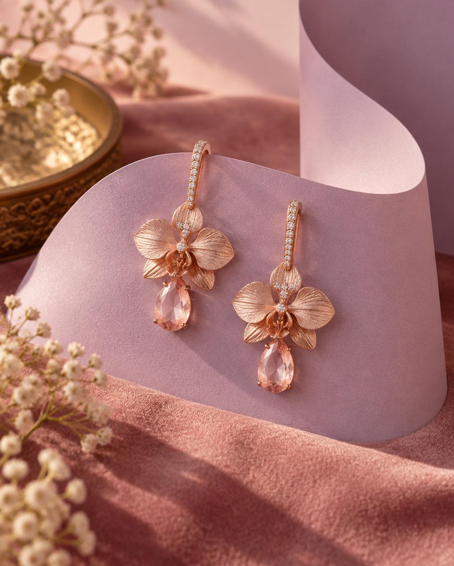Yaami orchid petal earrings